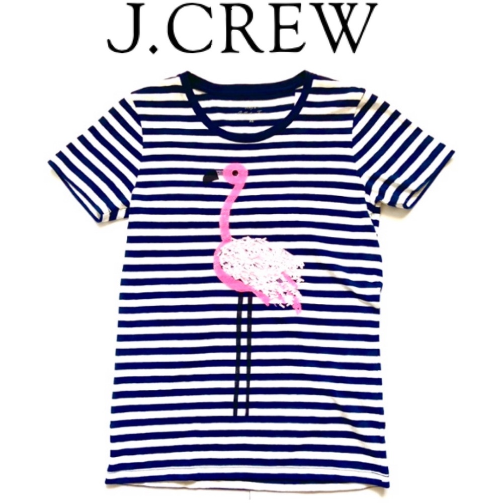 S J. CREW Factory Flamingo Collector Tee Sequin